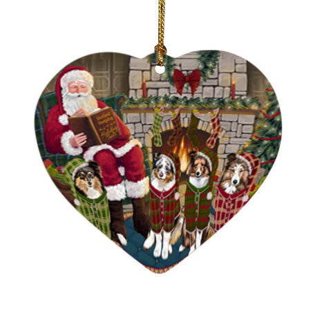 Christmas Cozy Holiday Tails Shetland Sheepdogs Heart Christmas Ornament HPOR55744