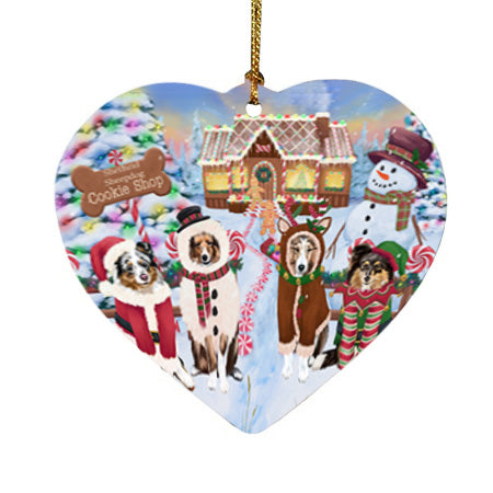Holiday Gingerbread Cookie Shop Shetland Sheepdogs Heart Christmas Ornament HPOR56975