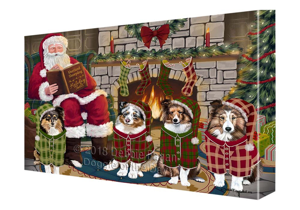 Christmas Cozy Holiday Tails Shetland Sheepdogs Canvas Print Wall Art Décor CVS118421