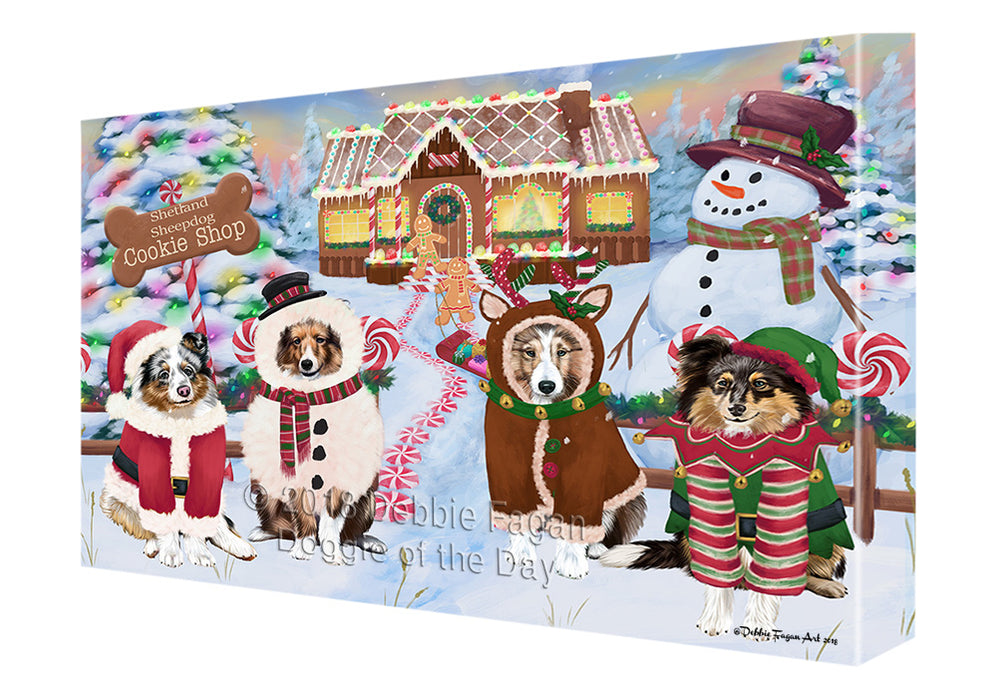 Holiday Gingerbread Cookie Shop Shetland Sheepdogs Canvas Print Wall Art Décor CVS131795