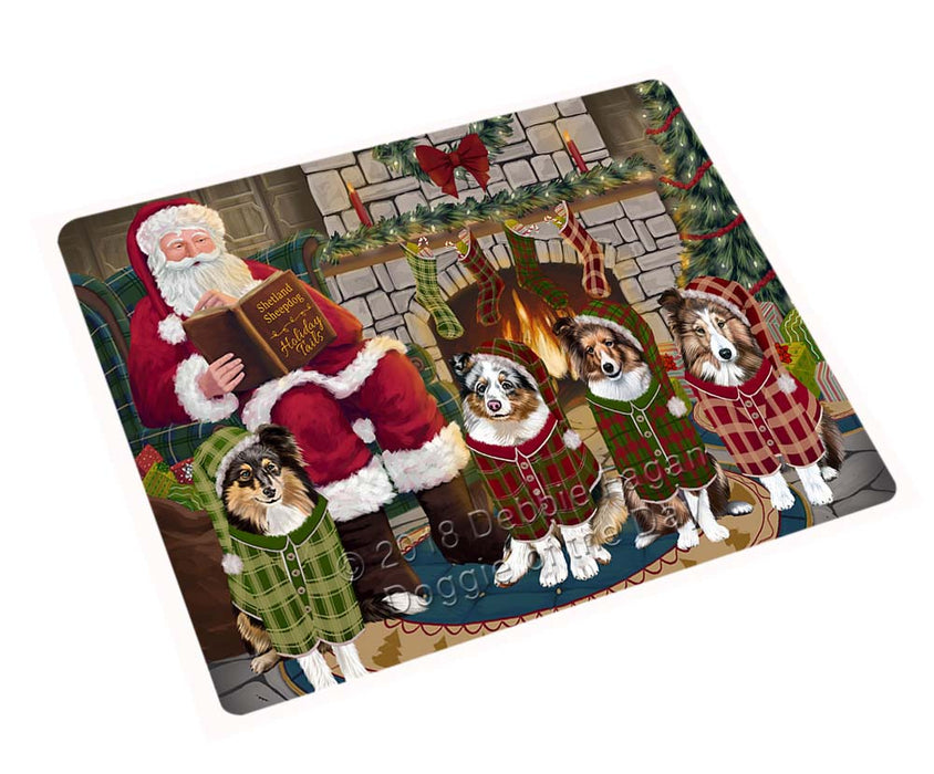 Christmas Cozy Holiday Tails Shetland Sheepdogs Cutting Board C71301
