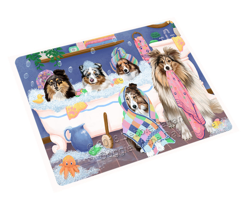 Rub A Dub Dogs In A Tub Shetland Sheepdogs Large Refrigerator / Dishwasher Magnet RMAG103200