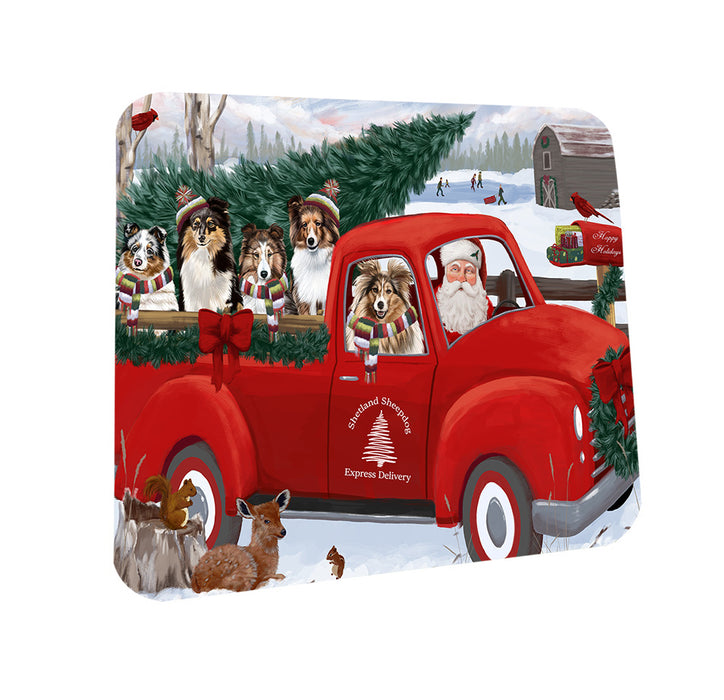 Christmas Santa Express Delivery Shetland Sheepdogs Family Coasters Set of 4 CST55025