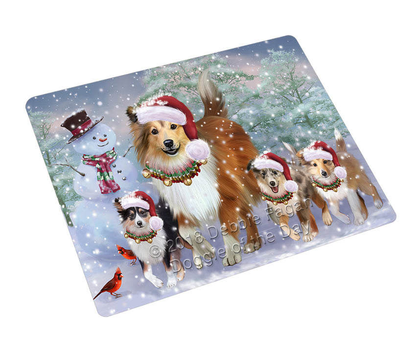 Christmas Running Family Shetland Sheepdogs Small Magnet MAG76262