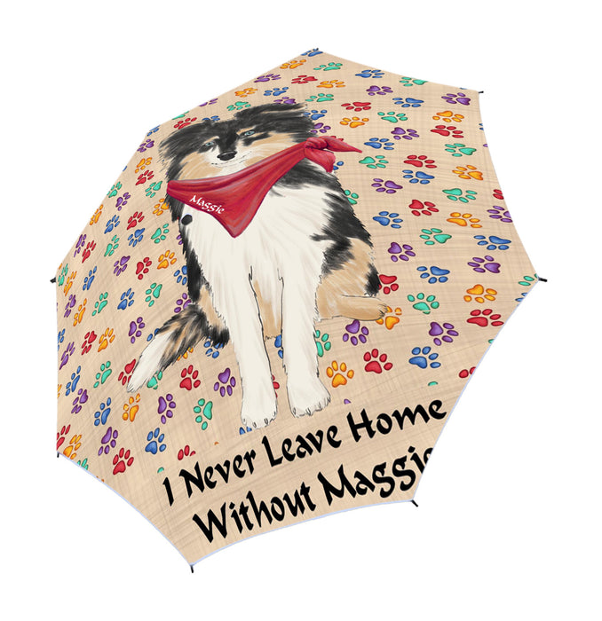 Custom Pet Name Personalized I never Leave Home Shetland Sheepdog Semi-Automatic Foldable Umbrella