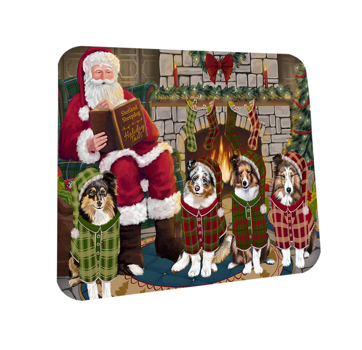 Christmas Cozy Holiday Tails Shetland Sheepdogs Coasters Set of 4 CST55346