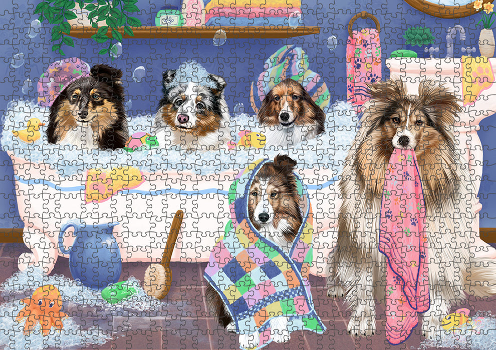 Rub A Dub Dogs In A Tub Shetland Sheepdogs Puzzle with Photo Tin PUZL95488
