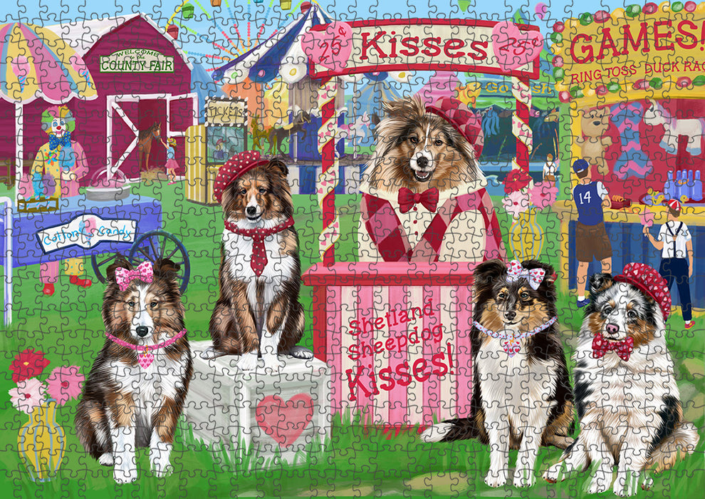 Carnival Kissing Booth Shetland Sheepdogs Puzzle with Photo Tin PUZL91904
