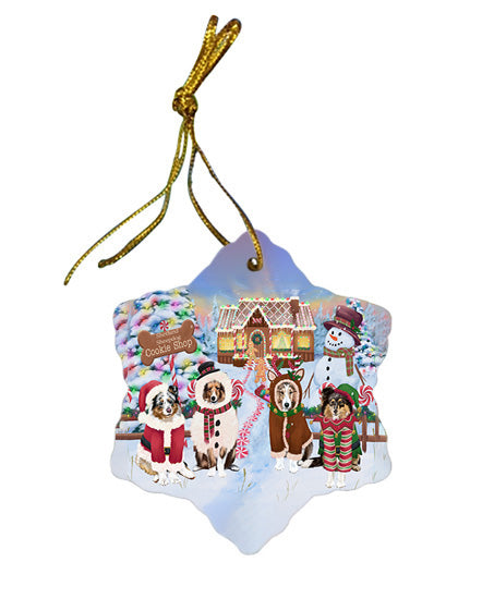 Holiday Gingerbread Cookie Shop Shetland Sheepdogs Star Porcelain Ornament SPOR56975