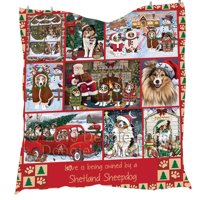 Love is Being Owned Christmas Shetland Sheepdogs Quilt