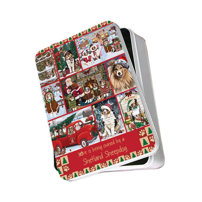 Love is Being Owned Christmas Shetland Sheepdogs Photo Storage Tin PITN57198