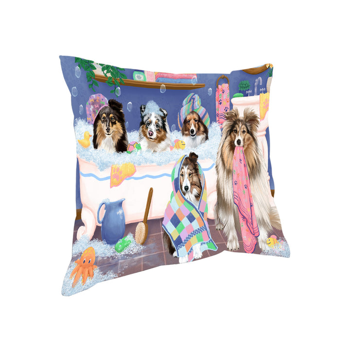 Rub A Dub Dogs In A Tub Shetland Sheepdogs Pillow PIL81580