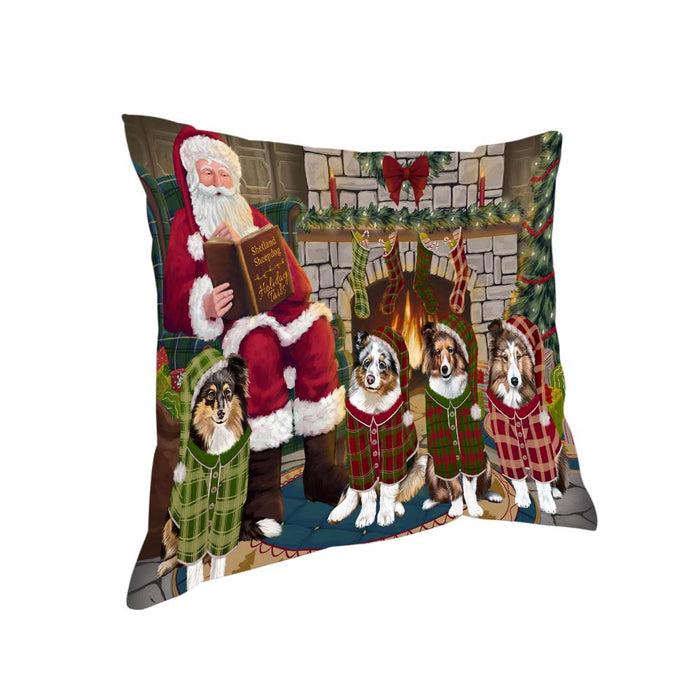 Christmas Cozy Holiday Tails Shetland Sheepdogs Pillow PIL70480