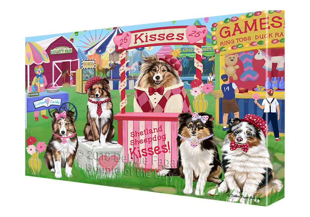 Carnival Kissing Booth Shetland Sheepdogs Canvas Print Wall Art Décor CVS125549