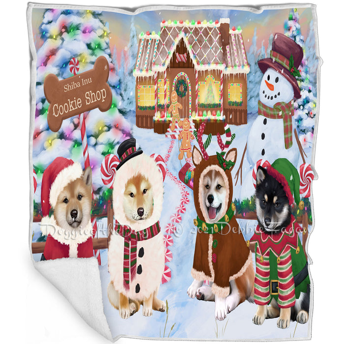 Holiday Gingerbread Cookie Shop Shiba Inus Dog Blanket BLNKT129000