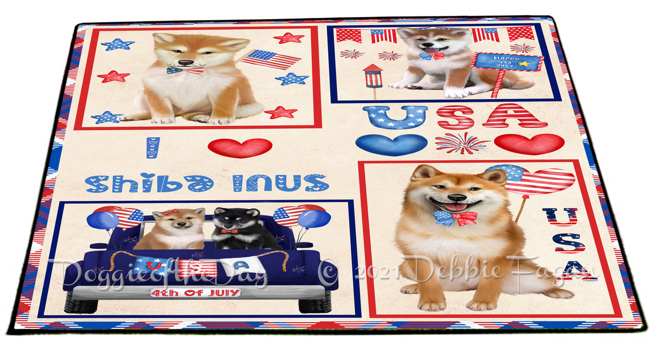 4th of July Independence Day I Love USA Shiba Inu Dogs Floormat FLMS56323 Floormat FLMS56323