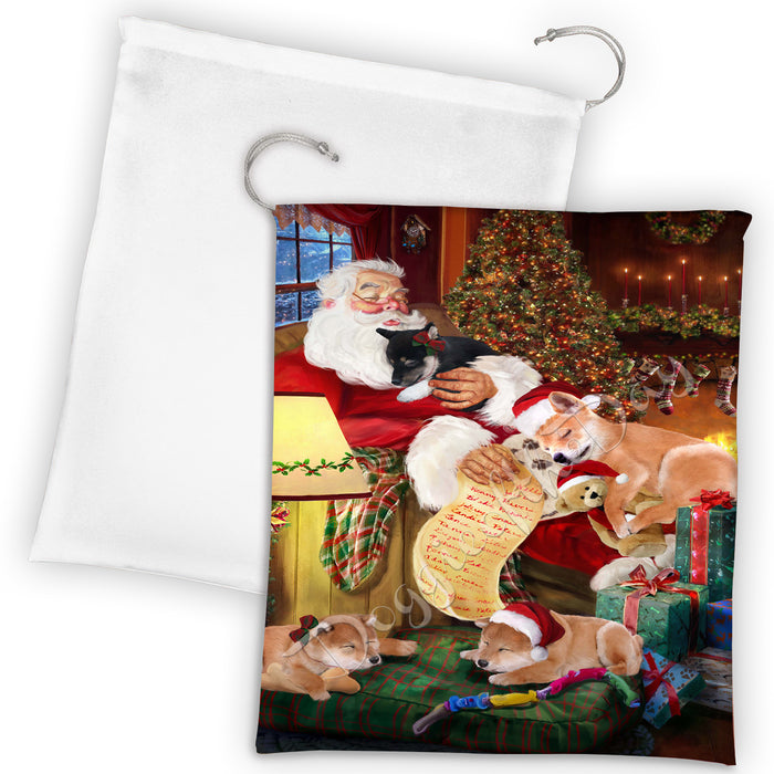 Santa Sleeping with Shih Tzu Dogs Drawstring Laundry or Gift Bag LGB48850