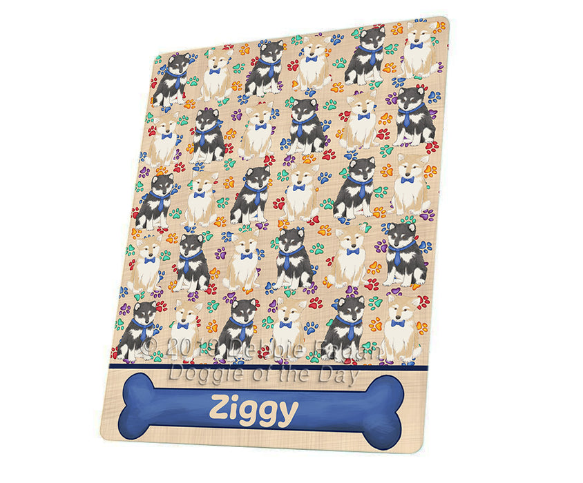 Rainbow Paw Print Shiba Inu Dogs Blanket BLNKT136506