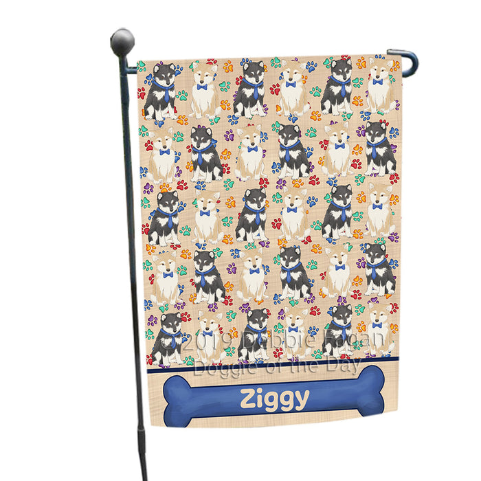 Rainbow Paw Print Shiba Inu Dogs Garden Flag GFLG65325