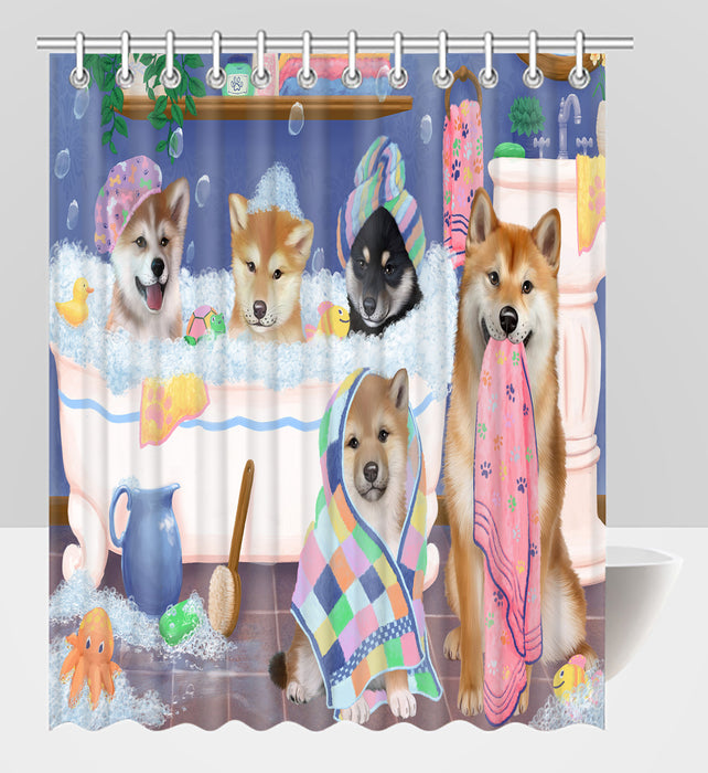 Rub A Dub Dogs In A Tub Shiba Inu Dogs Shower Curtain
