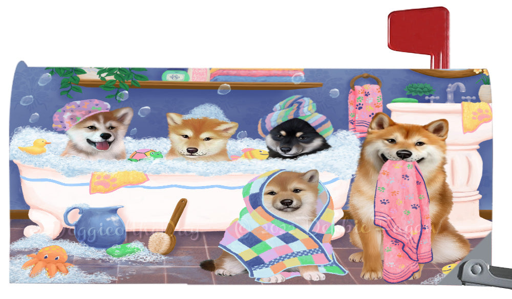 Rub A Dub Dogs In A Tub Shiba Inu Dog Magnetic Mailbox Cover Both Sides Pet Theme Printed Decorative Letter Box Wrap Case Postbox Thick Magnetic Vinyl Material