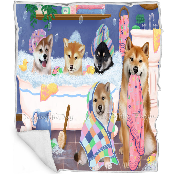 Rub A Dub Dogs In A Tub Shiba Inus Dog Blanket BLNKT130827