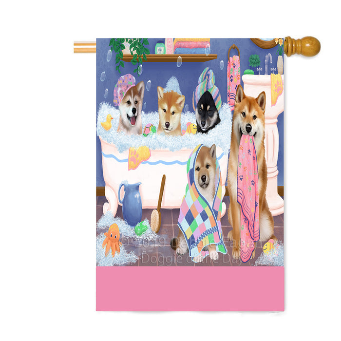 Personalized Rub A Dub Dogs In A Tub Shiba Inu Dogs Custom House Flag FLG64374
