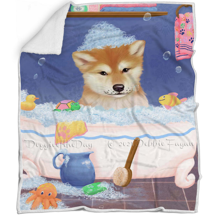 Rub A Dub Dog In A Tub Shiba Inu Dog Blanket BLNKT143155