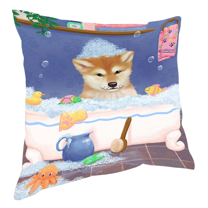 Rub A Dub Dog In A Tub Shiba Inu Dog Pillow with Top Quality High-Resolution Images - Ultra Soft Pet Pillows for Sleeping - Reversible & Comfort - Ideal Gift for Dog Lover - Cushion for Sofa Couch Bed - 100% Polyester, PILA90793