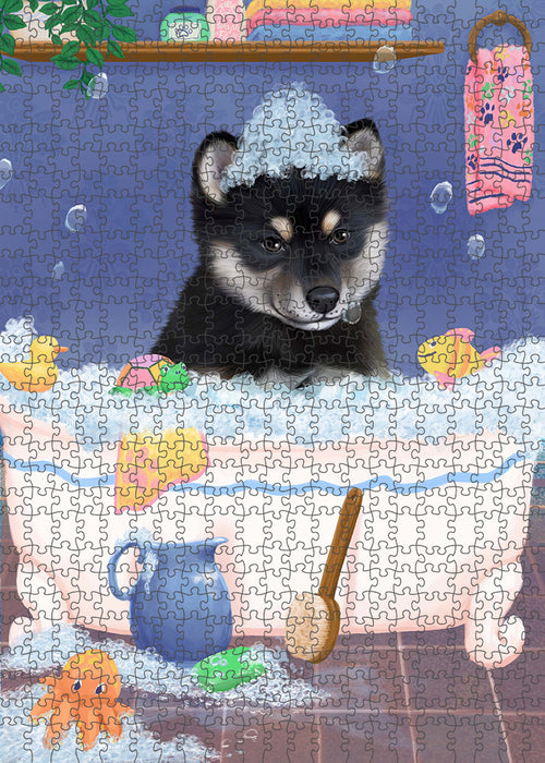 Rub A Dub Dog In A Tub Shiba Inu Dog Portrait Jigsaw Puzzle for Adults Animal Interlocking Puzzle Game Unique Gift for Dog Lover's with Metal Tin Box PZL359