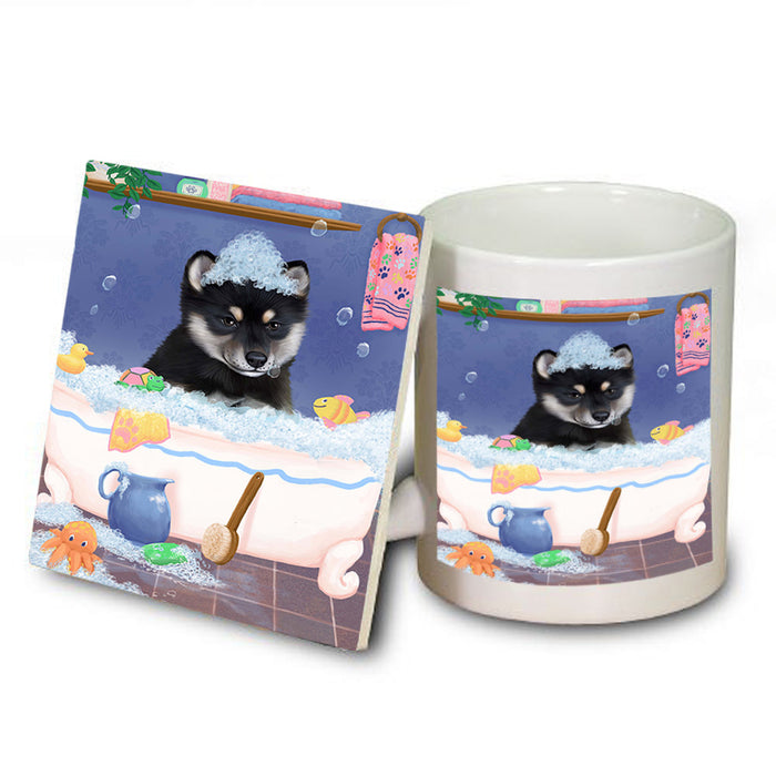 Rub A Dub Dog In A Tub Shiba Inu Dog Mug and Coaster Set MUC57439