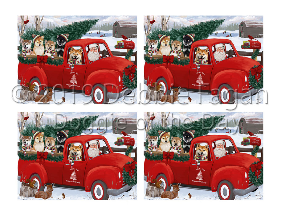Christmas Santa Express Delivery Red Truck Shiba Inu Dogs Placemat