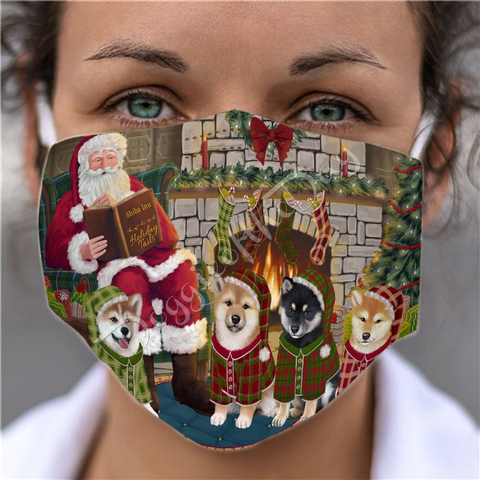Christmas Cozy Holiday Fire Tails Shiba Inu Dogs Face Mask FM48667