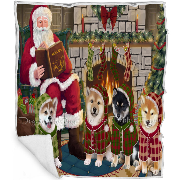 Christmas Cozy Holiday Tails Shiba Inus Dog Blanket BLNKT117921
