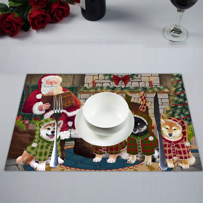 Christmas Cozy Holiday Fire Tails Shiba Inu Dogs Placemat