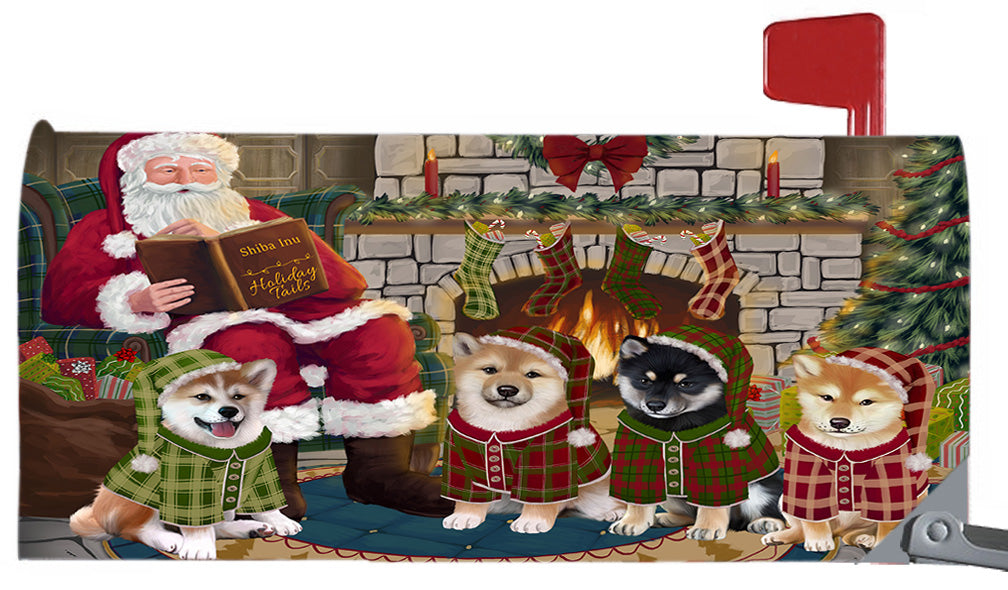 Christmas Cozy Holiday Fire Tails Shiba Inu Dogs 6.5 x 19 Inches Magnetic Mailbox Cover Post Box Cover Wraps Garden Yard Décor MBC48934