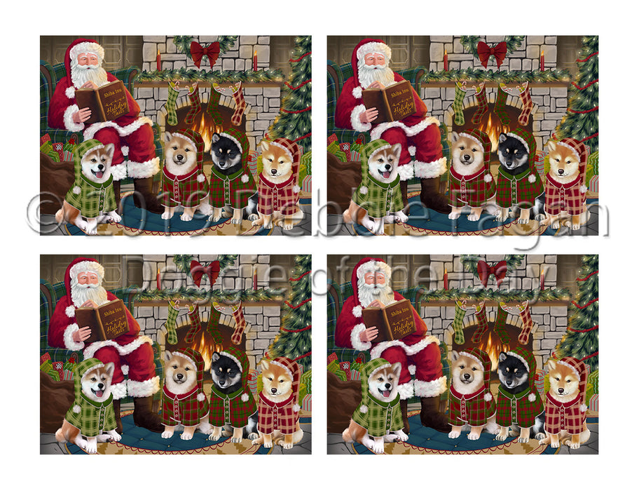 Christmas Cozy Holiday Fire Tails Shiba Inu Dogs Placemat