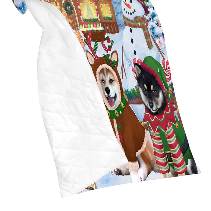 Holiday Gingerbread Cookie Shiba Inu Dogs Quilt