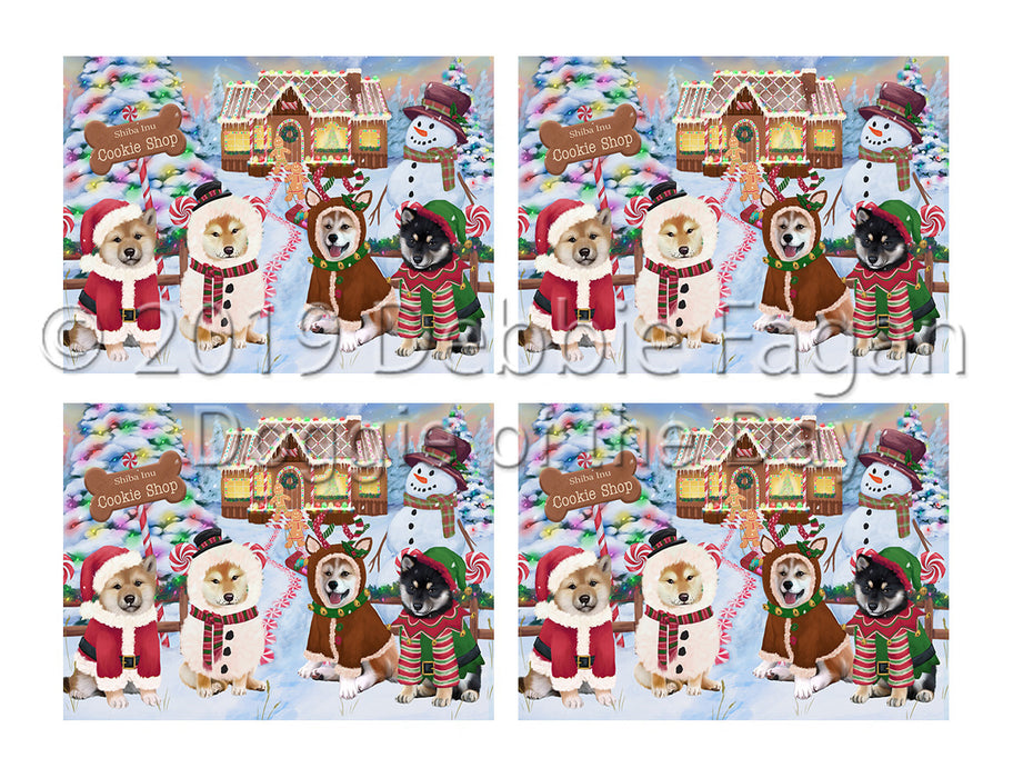 Holiday Gingerbread Cookie Shiba Inu Dogs Placemat