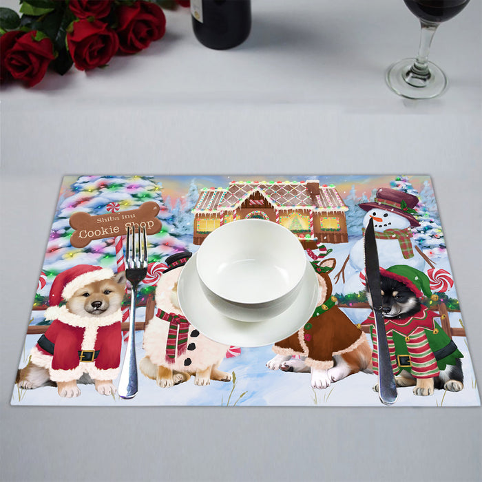 Holiday Gingerbread Cookie Shiba Inu Dogs Placemat