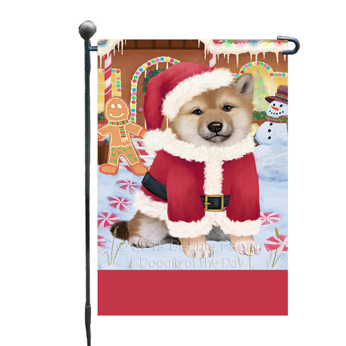 Personalized Gingerbread Candyfest Shiba Inu Dog Custom Garden Flag GFLG64176