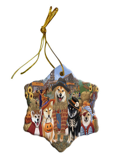 Halloween 'Round Town Shiba Inu Dogs Star Porcelain Ornament SPOR57703