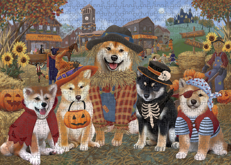 Halloween 'Round Town Shiba Inu Dogs Puzzle with Photo Tin PUZL98780