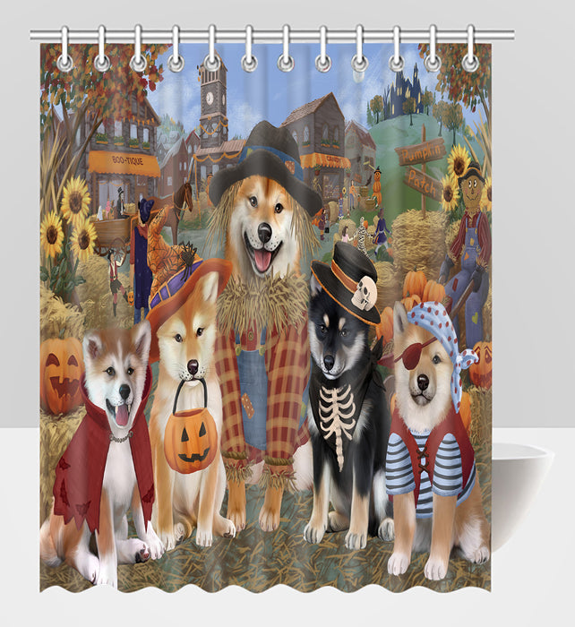 Halloween 'Round Town Shiba Inu Dogs Shower Curtain