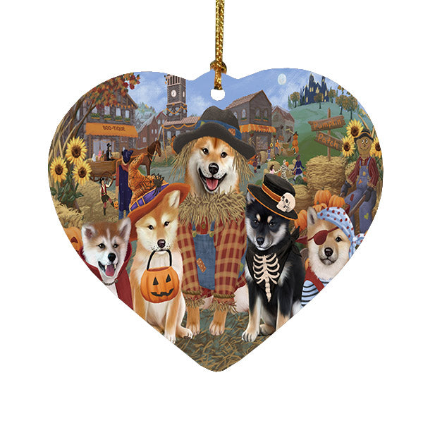 Halloween 'Round Town Shiba Inu Dogs Heart Christmas Ornament HPOR57703