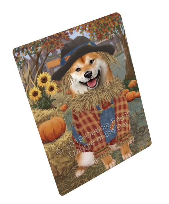 Fall Pumpkin Scarecrow Shiba Inu Dogs Cutting Board - For Kitchen - Scratch & Stain Resistant - Designed To Stay In Place - Easy To Clean By Hand - Perfect for Chopping Meats, Vegetables