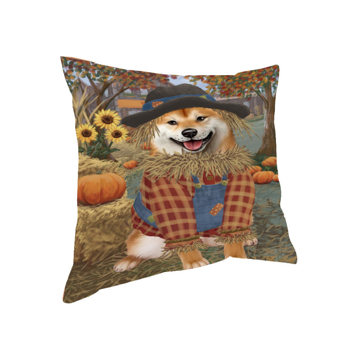 Fall Pumpkin Scarecrow Shetland Sheepdogs Pillow PIL85404 (18x18)