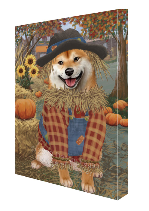 Fall Pumpkin Scarecrow Shiba Inu Dogs Canvas Print Wall Art Décor CVS144539