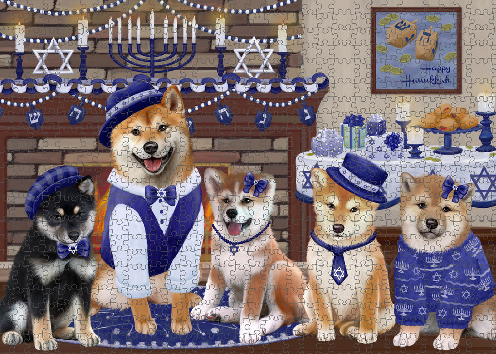 Happy Hanukkah Family Shiba Inu Dogs Puzzle with Photo Tin PUZL98900