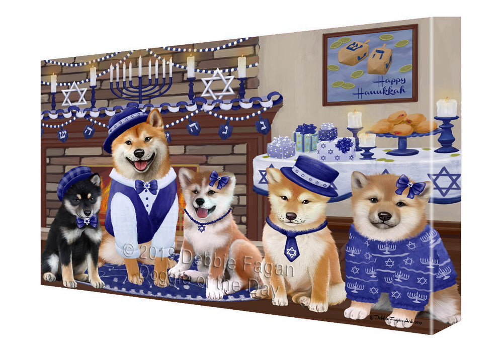 Happy Hanukkah Family Shiba Inu Dogs Canvas Print Wall Art Décor CVS144260
